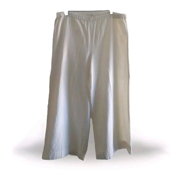 Soft Surroundings Cotton Gauzy Super Wide Leg Beach Pants Minimalist Large Ivory - Picture 1 of 5
